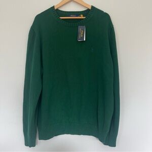 NWT Polo by Ralph Lauren Classic Men's Green Sweater w Embroidered Pony Knit XXL